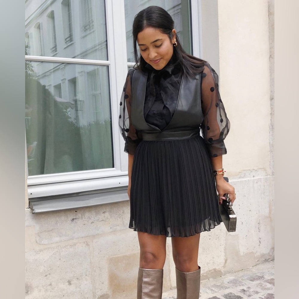Black leather vest dress